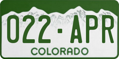 CO license plate 022APR
