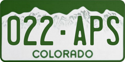 CO license plate 022APS