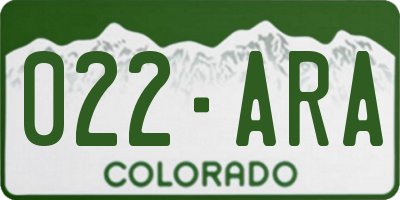 CO license plate 022ARA