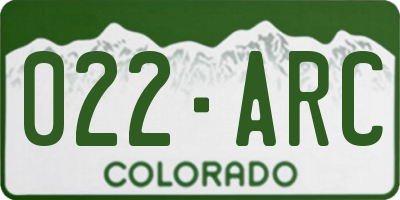 CO license plate 022ARC