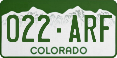 CO license plate 022ARF