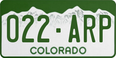 CO license plate 022ARP