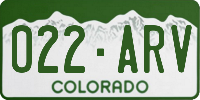 CO license plate 022ARV