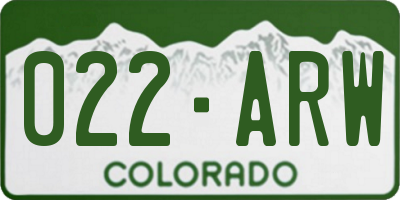 CO license plate 022ARW