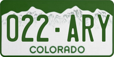 CO license plate 022ARY