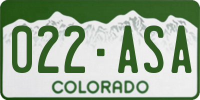 CO license plate 022ASA