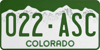 CO license plate 022ASC