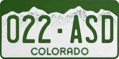CO license plate 022ASD