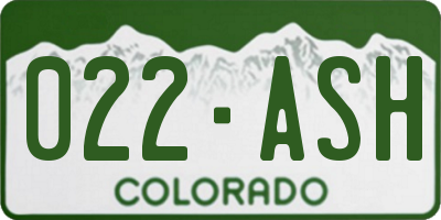CO license plate 022ASH
