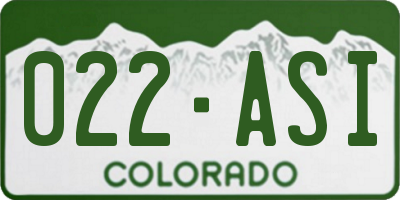 CO license plate 022ASI