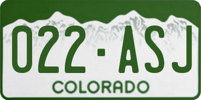 CO license plate 022ASJ