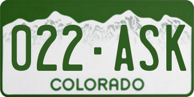 CO license plate 022ASK