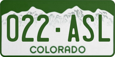 CO license plate 022ASL