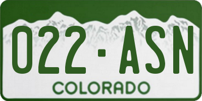 CO license plate 022ASN