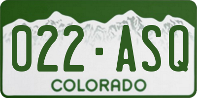 CO license plate 022ASQ