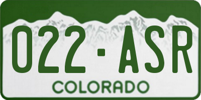CO license plate 022ASR