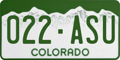 CO license plate 022ASU