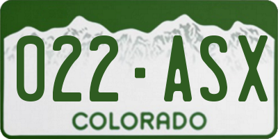 CO license plate 022ASX