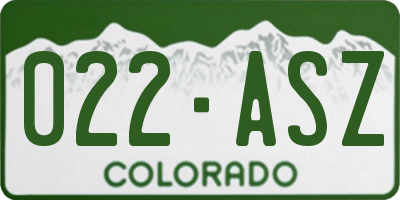 CO license plate 022ASZ