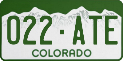 CO license plate 022ATE