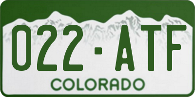 CO license plate 022ATF