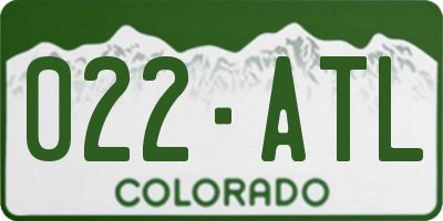 CO license plate 022ATL