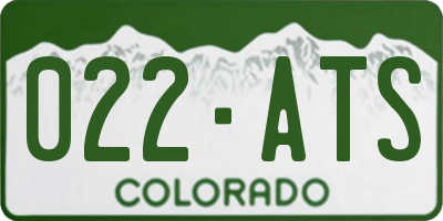 CO license plate 022ATS