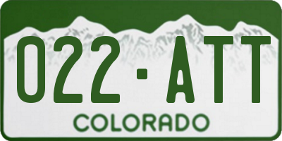 CO license plate 022ATT