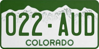 CO license plate 022AUD