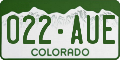CO license plate 022AUE