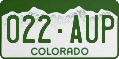 CO license plate 022AUP