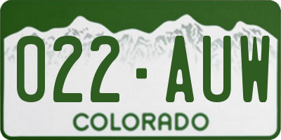 CO license plate 022AUW