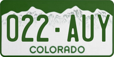 CO license plate 022AUY