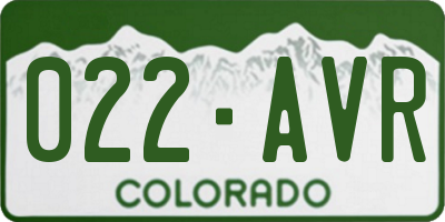 CO license plate 022AVR