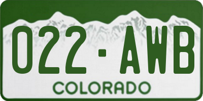 CO license plate 022AWB