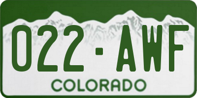 CO license plate 022AWF
