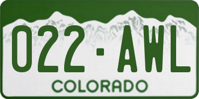 CO license plate 022AWL