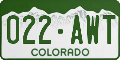CO license plate 022AWT