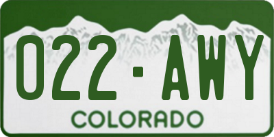 CO license plate 022AWY