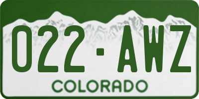 CO license plate 022AWZ