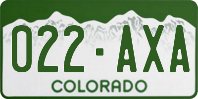 CO license plate 022AXA