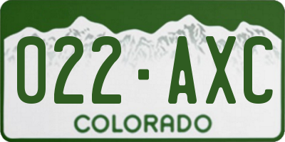 CO license plate 022AXC
