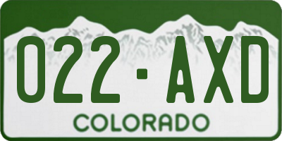 CO license plate 022AXD