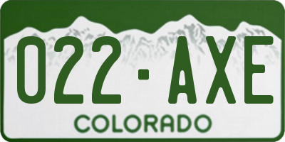 CO license plate 022AXE