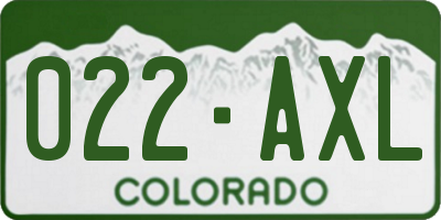 CO license plate 022AXL