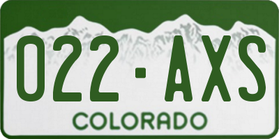 CO license plate 022AXS