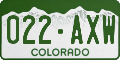 CO license plate 022AXW
