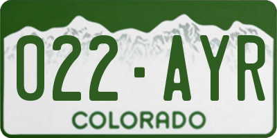 CO license plate 022AYR