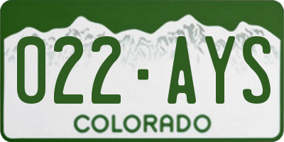 CO license plate 022AYS