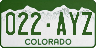 CO license plate 022AYZ